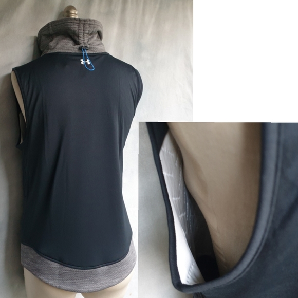 Under Armour ColdGear Reactor 3G Pullover Mock Neck Black & Grey Vest Jacket SM - Picture 3 of 16